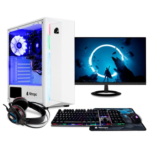 Nitropc - Pack Gaming Bronze | PC Gaming (AMD 3000G 2/4 3.5GHz, gráfica RX Vega 3, RAM 16GB, M.2 256GB + HDD 1TB, W10Pro +Act Windows11 | Monitor 22", Teclado, ratón, Cascos, WiFi) PC Gamer Completo