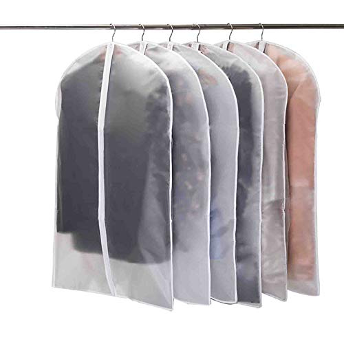 Niviy - Juego de 6 fundas semitransparente para ropa de 60 x 100 cm, tejido transpirable, de alta calidad, para almacenamiento de trajes, vestidos, abrigos, americanas, camisas, vestidos de noche