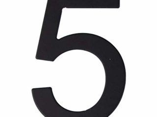 Número de calle en acero inoxidable negro mate, con dorso adhesivo, con una altura de 76 mm, número de casa, diseño de puerta (5)