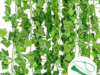 Noa Home Deco Plantas Hiedra Artificial Enredaderas Artificiales,12 Piezas, Colgantes Decoración Hojas Follaje Falsas Interior Exterior (2.2M, con Bridas de Cables)