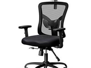 NOBLEWELL Silla de Oficina, Silla de Escritorio ergonómica de Malla con Soporte Lumbar, reposacabezas Ajustable, reposabrazos, Respaldo, Silla giratoria ejecutiva para computadora, Negro