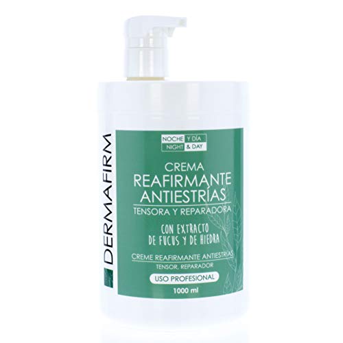 Noche y Día, Crema Antiestrías Reafirmante DERMAFIRM, Tensora y Reparadora. Da tono y mejora la piel de muslos, glúteos, brazos y abdomen, piel firme y sedosa. 1000 ml