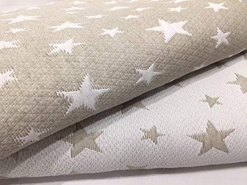 NORA HOME Colcha Piqué ESTRELLITAS de Jacquard Reversible. (Lino, 180x260 (Cama 90))