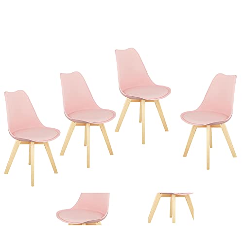 Nordic Chair Simple Office Computer Study Chair Silla de comedor (rosa, juego de 4 piezas)