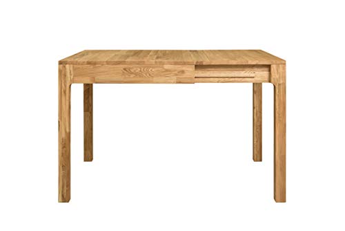 NORDICSTORY Marsi Mesa de Comedor Extensible Libro 85-125 cm de Madera Maciza Roble, Ideal para Cocina Salon Terraza, Muebles Estilo Nordico (Roble Natural)