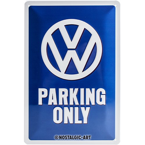 Nostalgic-Art VW Parking Only Placa Decorativa, Metal, Azul, 20 x 30 cm