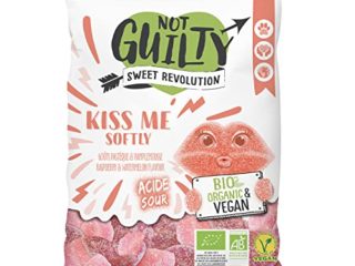 NOT GUILTY Gominolas Bésame Tiernamente Ecológicas | Sabor Frambuesa y Pomelo | Vegetariano | Vegano | Sin Gluten | Bolsita 100 gr