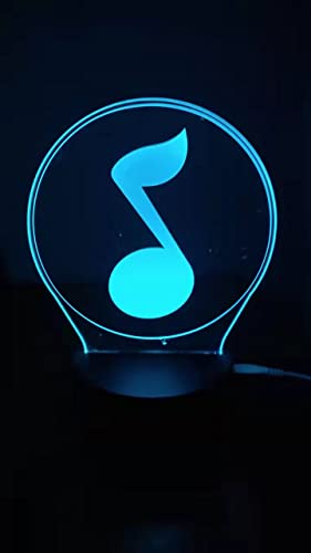 nota musical luz nocturna 3d para fanáticos de la música, tienda 3d o lámpara de dormitorio iluminación de ilusión óptica decorativa nocturna, regalos para amantes de la música