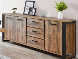 NUEMOBLE, Aparador industrial color madera oscura ONNIX