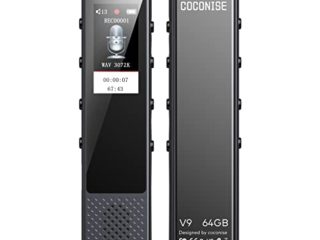 【Nuevo en 2022】 64GB Grabadora de Voz Digital, COCONISE 3072kbps Grabadora Voz con Reproductor de MP3, Calidad de Sonido HD, reducción de Ruido Inteligente, con función de grabación de Control de Voz