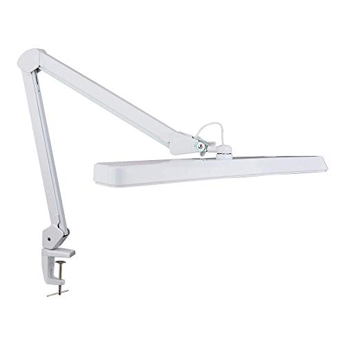 (Nuevo modelo) Neatfi XL Lámpara de trabajo con abrazadera LED de 2,500 lúmenes, Enchufe Europeo, lámpara de escritorio súper brillante de 30 W, 162 piezas de LED SMD (Blanco)