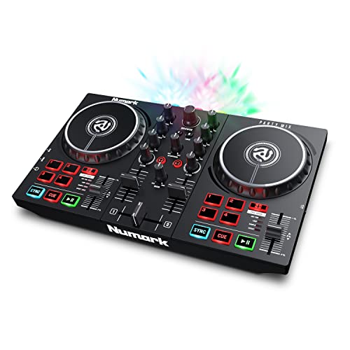 Numark Party Mix II - Controladora DJ, mesa de mezclas con luces integradas y mezclador DJ para Serato DJ Lite y Algoriddim djay Pro AI