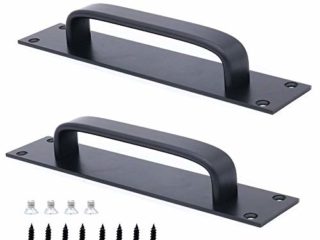 NUZAMAS - Juego de 2 manijas de puerta correderas de aleación de aluminio, manijas planas para puerta de gabinete, 20 cm x 4 cm, color negro