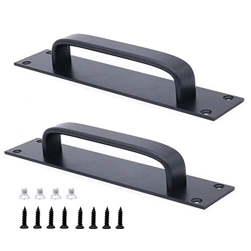 NUZAMAS - Juego de 2 manijas de puerta correderas de aleación de aluminio, manijas planas para puerta de gabinete, 20 cm x 4 cm, color negro
