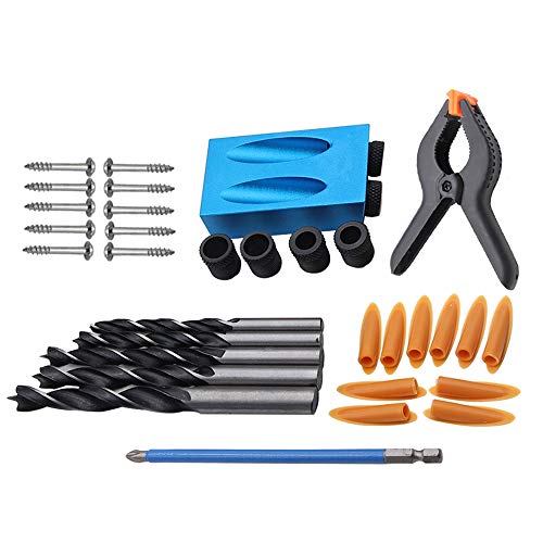 NUZAMAS Juego de guía de perforación de agujero, puntas de localizador de ángulo de 15 grados, guía de carpintería para carpintería, kit de herramientas manuales para carpintería