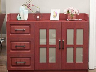 Nvshiyk Aparador de Almacenamiento Multiusos Buffet Restaurante Aparador Consola Mesa de Madera Mesa de gabinete con gabinete 3 Caja de cajones para Cocina (Color : Rojo, Size : 120x40x80cm)