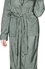 NY Threads Lujo Bata de Forro con Capucha para Mujer - Batas De Estar En Casa de Súper Suave (Gris Acero, Medium)