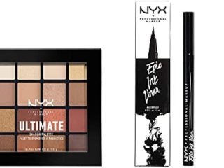 NYX Professional Makeup Set de maquillaje de ojos Eye Look Kit, Epic Ink Liner, Máscara de pestañas Worth The Hype, Paleta de sombra de ojos Ultimate Shadow Palette - Warm Neutrals