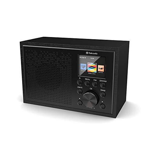 Oakcastle IR100 Internet Radio WiFi, Spotify Connect, Bluetooth, Alarma Dual, Line in, Control de Aplicaciones, Pantalla a Color (Negro)