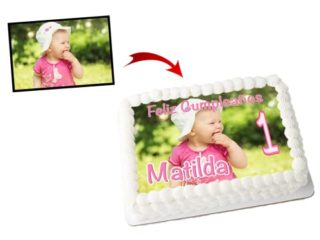 OBLEA o Papel de AZÚCAR, Personalizado Foto con Nombre y Edad para Tartas, Cumpleaños y Ocasiones Especiales, Varios Medidas de Fotos Comestibles para Pastel Rectangulares
