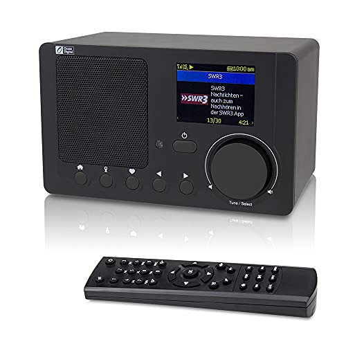 Ocean Digital Radios de Internet WR210N Radio Digital con WiFi Bluetooth in función Despertador Apoyo UPNP y DLNA Mando a Distancia, Pantalla a Color De 2.4" - Negro
