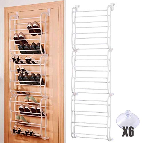 OcioDual Zapatero de Puerta para 36 Pares de Zapatos Blanco