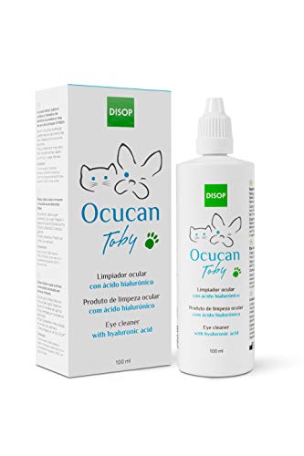 Ocucan Limpiador Ocular con Ácido Hialurónico para Perros y Gatos. Limpia e Hidrata los Ojos y Elimina Legañas o Suciedad y Previene Manchas Debajo de los Ojos (100 ml)