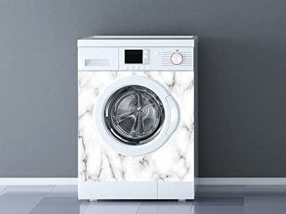 Oedim Vinilo para Lavadora Mármol Blanco y Negro, Vinilo Decorativo para lavadoras, decoración para cocinas, Pegatina Lavadora