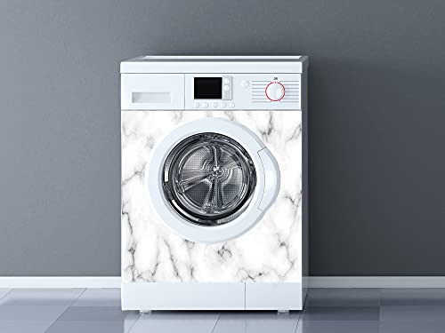 Oedim Vinilo para Lavadora Mármol Blanco y Negro, Vinilo Decorativo para lavadoras, decoración para cocinas, Pegatina Lavadora