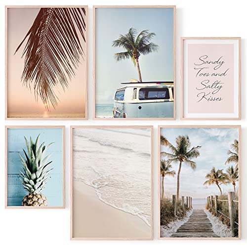 OHBIMBA - Laminas Decorativas Pared | Laminas para Cuadros Decoracion Salon Modernos | Laminas para enmarcar | Cuadros Decoracion dormitorios SIN Marcos | Tamaño 4xA3 y 2xA4 (Playa Pineapple)