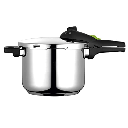 Olla a presión FAGOR RAPID XPRESS Súper rápida, Acero Inoxidable, Todo Tipo de cocinas, INDUCCION Fondo termo difusor IMPAKSTEEL Muy Resistente, 5 Sistemas de Seguridad, 2 Niveles de presión (6L)