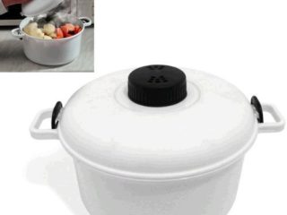 Olla para microondas con capacidad de 2,85 litros y vaso medidor .