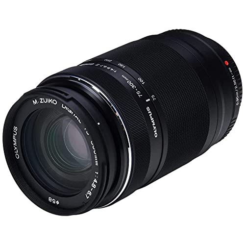 Olympus - M.Zuiko Digital EZ-M7530 75-300 mm 1:4.8-6.7 Objetivo II, Adecuado para Todas Las cámaras MFT, Modelos Olympus OM-D & Pen, Serie G de Panasonic, negro