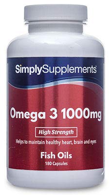 Omega 3 1000mg - ¡Bote para 4 meses! - 360 cápsulas - Con un alto contenido de DHA y EPA - SimplySupplements