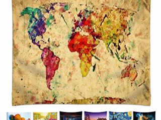 omnihabits Tapiz, paño de Pared, tapicería, Colcha, Manta Impression Detallada (World Map, 130 x 150 cm)