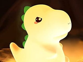 One Fire Luz Nocturna Infantil, Lampara Quitamiedos Infantil para Ninos, Portátil Luz Quitamiedos Infantil,Recargable Luz Led para Dormir Luz Bebe Lampara Bebe Dinosaurio Lampara Infantil con 7 Color