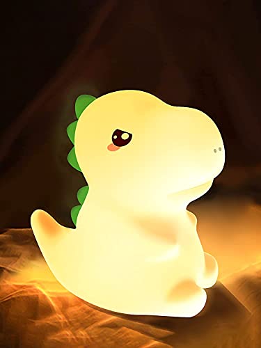 One Fire Luz Nocturna Infantil, Lampara Quitamiedos Infantil para Ninos, Portátil Luz Quitamiedos Infantil,Recargable Luz Led para Dormir Luz Bebe Lampara Bebe Dinosaurio Lampara Infantil con 7 Color