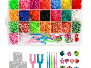 ONECK Caja Pulseras Gomas Bandas de Silicona Para Hacer Pulseras De Colores Pulsera de Goma Kit (4400 Gomas Pulseras)