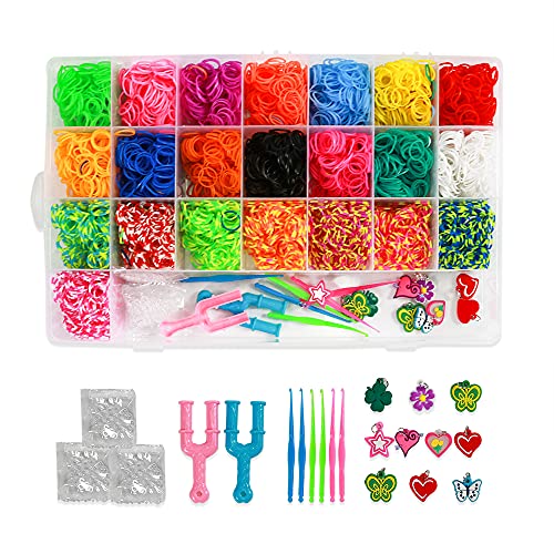 ONECK Caja Pulseras Gomas Bandas de Silicona Para Hacer Pulseras De Colores Pulsera de Goma Kit (4400 Gomas Pulseras)