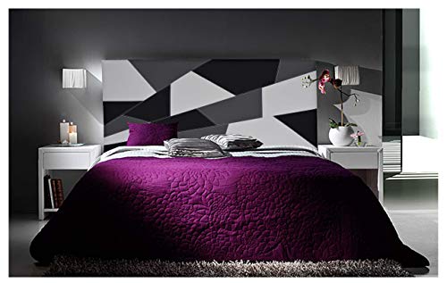 ONEK-DECCO Cabecero de Cama tapizado en Polipiel Mod. Brooklyn 1, para Cama de niño, Juvenil y Matrimonio (Blanco-Negro-Gris, 150x70)