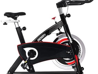 ONETWOFIT Bicicletas Estaticas, bicicleta estática con volante reforzado de 20KG y accionamiento silencioso por correa, bicicleta de entrenamiento de fitness para el gimnasio en casa OT319