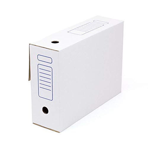 Only Boxes, Pack 20 Cajas de Archivo, Montaje Automático, 38.7x11.5x28, Tamaño Folio, Lomo de 115 mm, 20 Unidades, Color Blanco