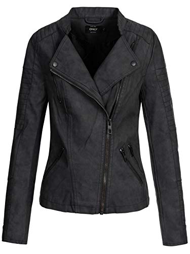 Only Mujer Onlava Faux Leather Biker Otw Noos Chaqueta, Negro (Black), 38