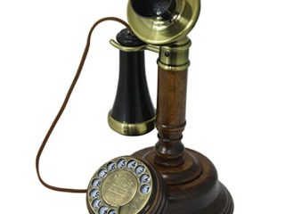 OPIS 1921 Cable - Modelo C - télefono Retro/telefono Fijo Vintage con Cuerpo de Madero, Disco de marcar y Campana metálica