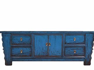 OPIUM OUTLET Sideboard Lowboard TV Vintage, Aparador Cómoda Azul, Salon, Dormitorio, Comedor, Shabby, Antiguo