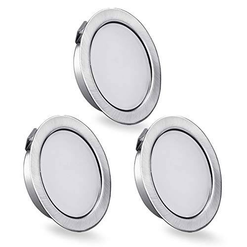 OPPER Juego de 3 Focos LED Empotrables para Muebles 230V, 3.5W LED IP44 G4 15 mm de Grosor Foco Empotrable Led Techo, 3000K Blanco Cálido Para la cocina, Los Armarios con Espejo del Baño