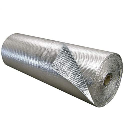 Optimer System - Aislante Termico Reflexivo MULTICAPA 100% Aluminio para Frio/Calor - Aislamiento Termico para Paredes Techo Suelo Fachada Buhardilla Obra Reforma Uso Profesional - Rollo (42m2)