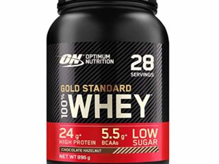 Optimum Nutrition Gold Standard 100% Whey Proteína en Polvo, Glutamina y Aminoácidos Naturales, BCAA, Chocolate y Avellana, 28 Porciones, 896 g, Embalaje Puede Variar