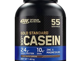 Optimum Nutrition Gold Standard Casein, Proteinas de Caseina en Polvo con BCAA Aminoacidos Esenciales, Zinc y Magnesio en Polvo, Chocolate, 55 Porciones, 1,82 kg, Embalaje Puede Variar