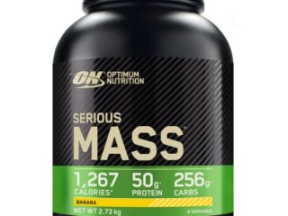 Optimum Nutrition Serious Mass Proteina en Polvo, Mass Gainer Alto en Proteína, con Vitaminas, Creatina y Glutamina, Plátano, 8 Porciones, 2,73kg, Embalaje Puede Variar